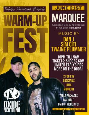 🎶 Trilogy Promotions Presents: Warm-Up Fest featuring special guests- Gold album selling: Oxide & Neutrino 🔥🔥🔥