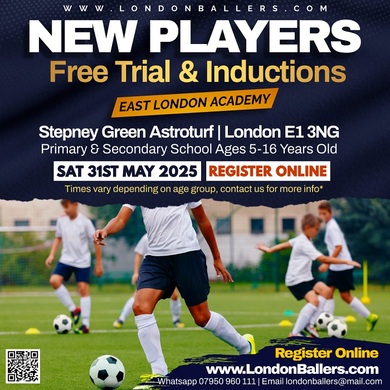 FREE FOOTBALL TRIALS & INDUCTIONS - WWW.LONDONBALLERS.COM - AGES 5-16