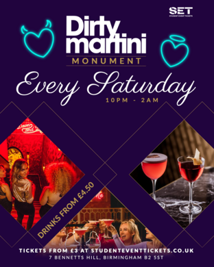 SATURDAYS AT DIRTY MARTINI MONUMENT - SATURDAY 5TH JULY