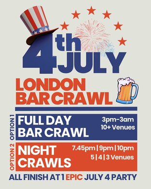 CENTRAL LONDON PUB CRAWL FRIDAY 4TH JULY CELEBRATION