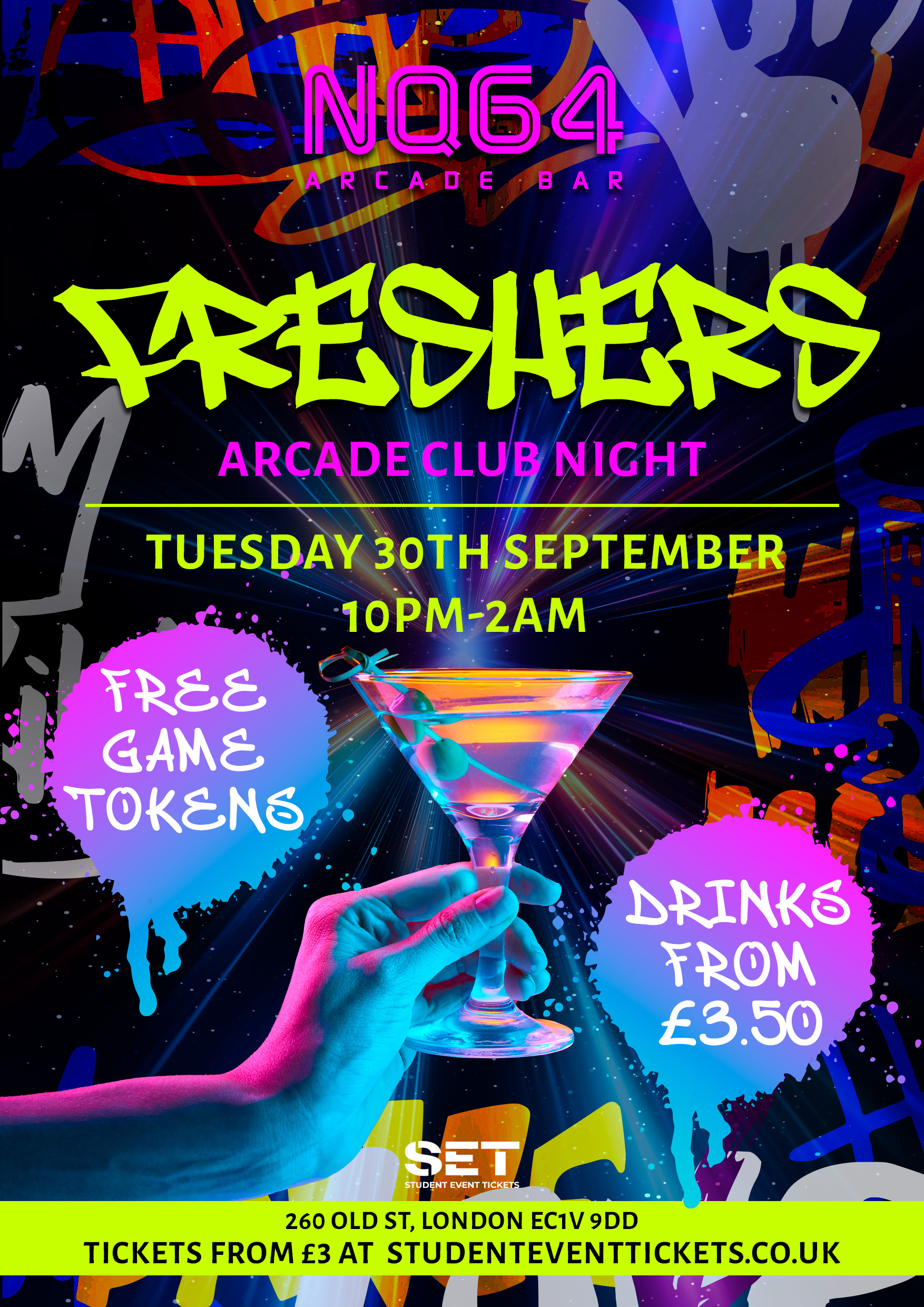 FRESHERS ARCADE NIGHTS AT NQ64 SHOREDITCH - TUESDAY 30TH SEPTEMBER