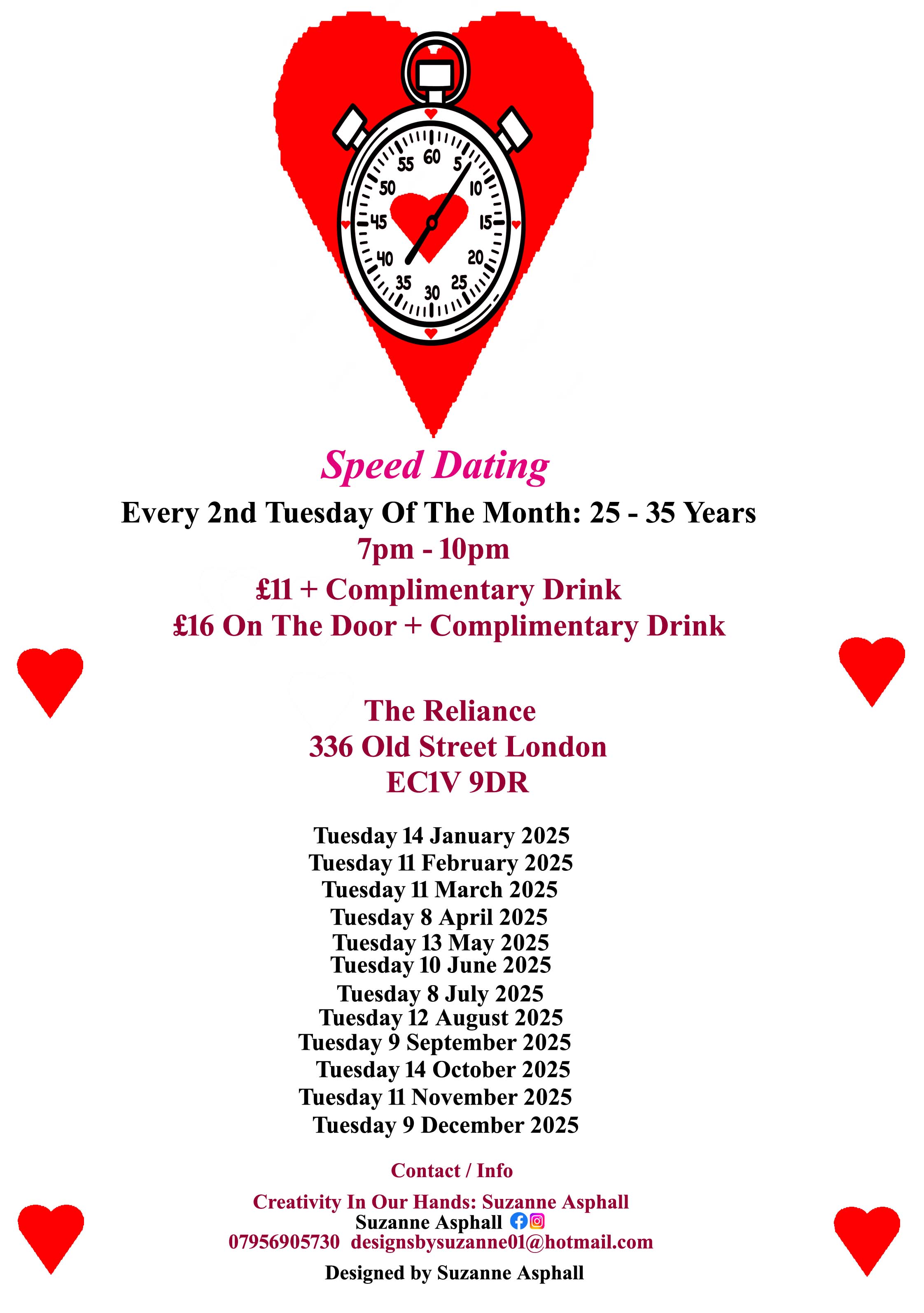 Speed Dating.  25 - 35 years.  Tuesdays