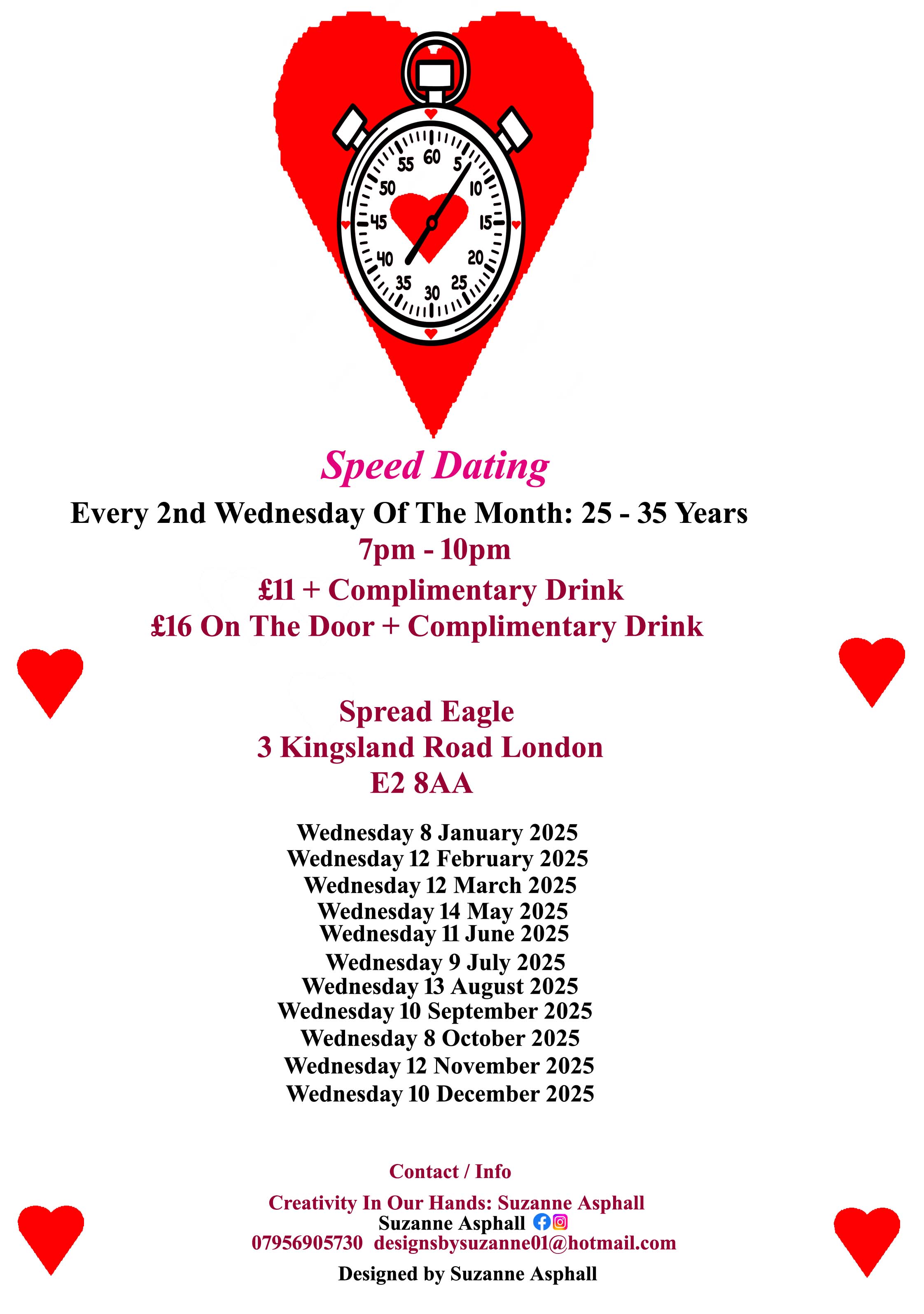 Speed Dating. 25 - 35 years.  Wednesdays