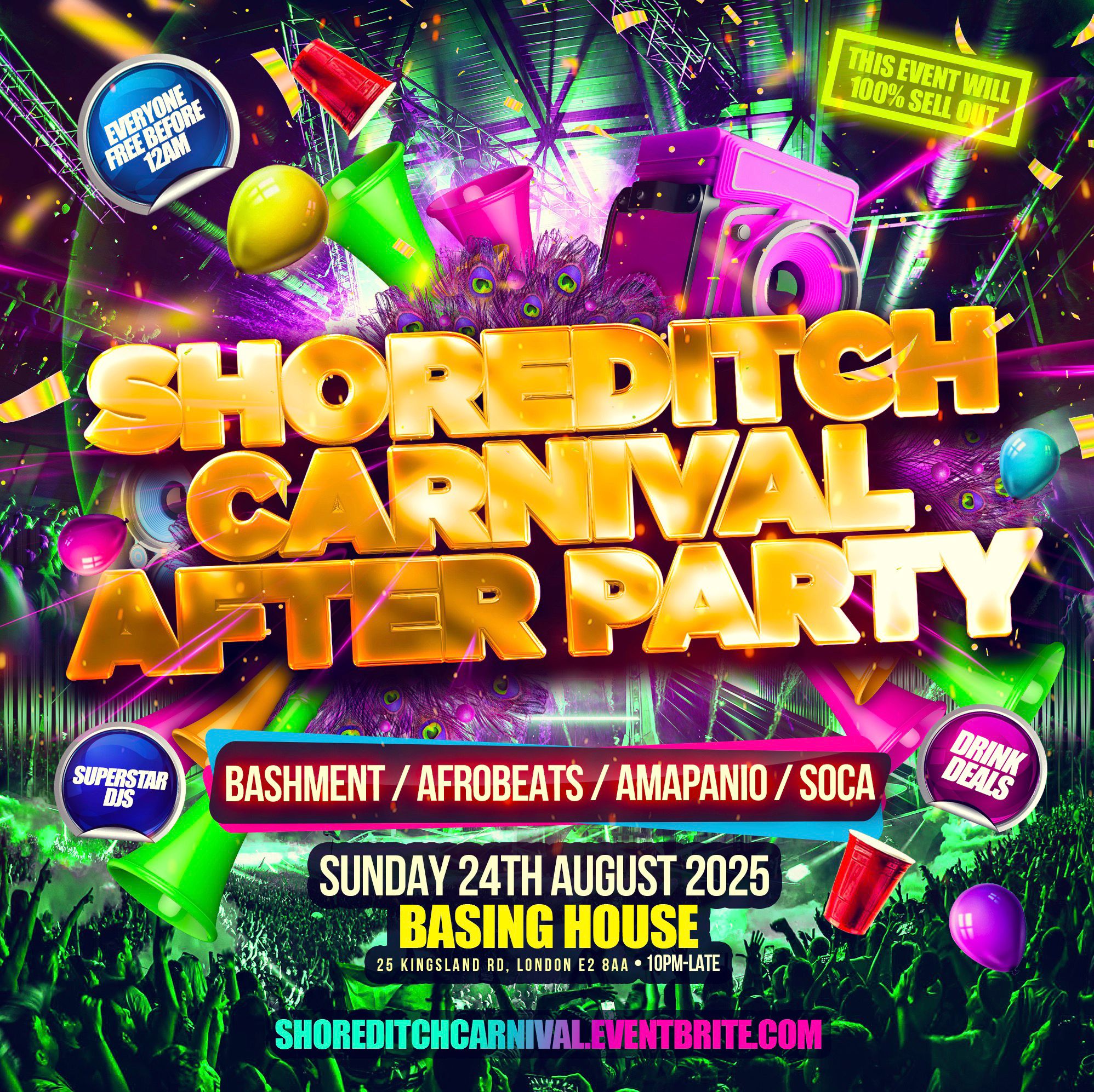 Shoreditch Carnival After Party - Everyone Free Before 12AM