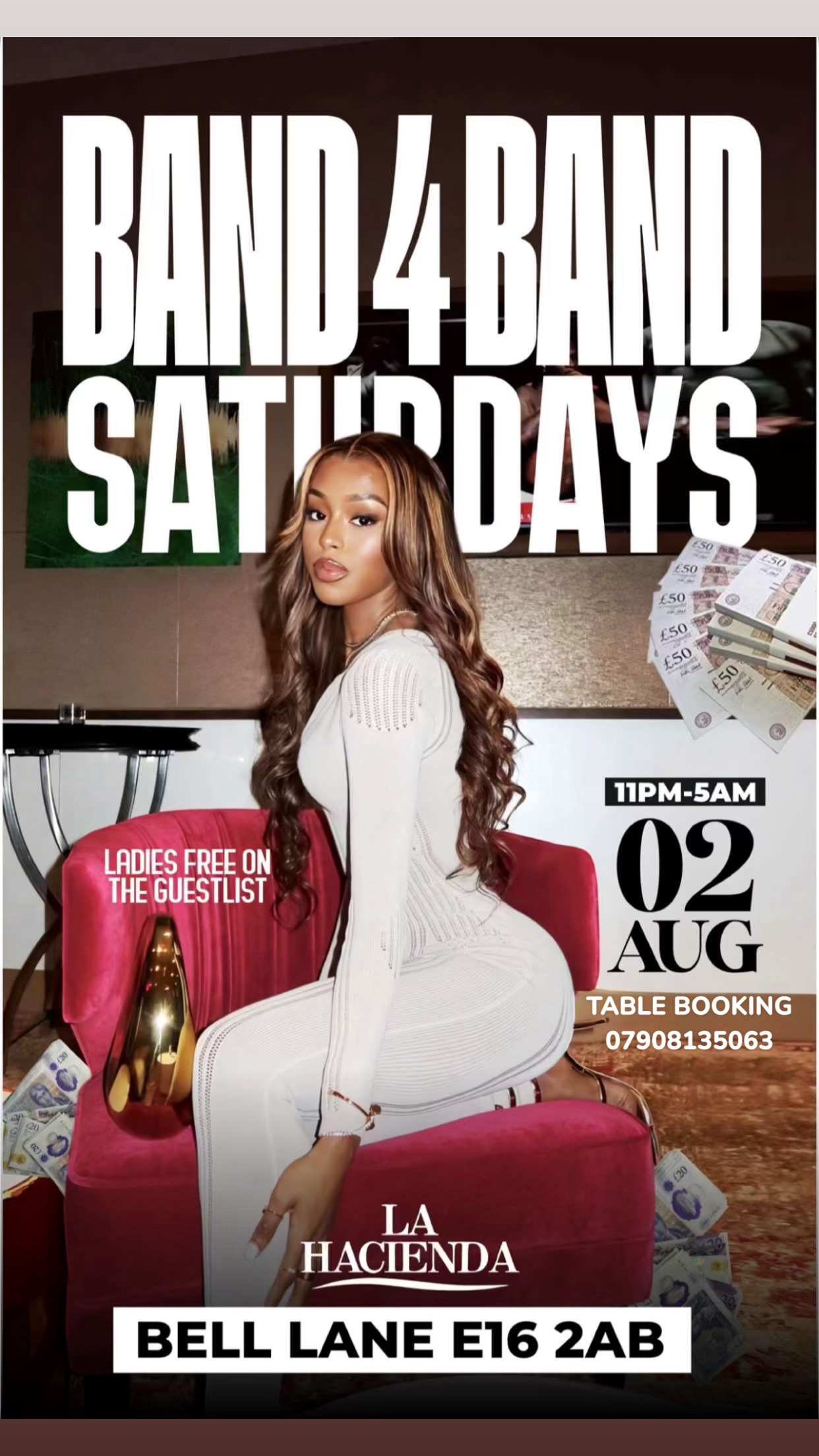BAND 4 BAND VIP SATURDAYS AT  LA HACIENDA 2ND OF AUGUST 
