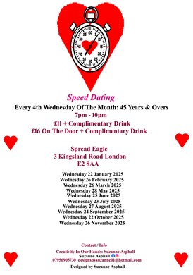 Speed Dating.  45 years & Overs. Wednesdays