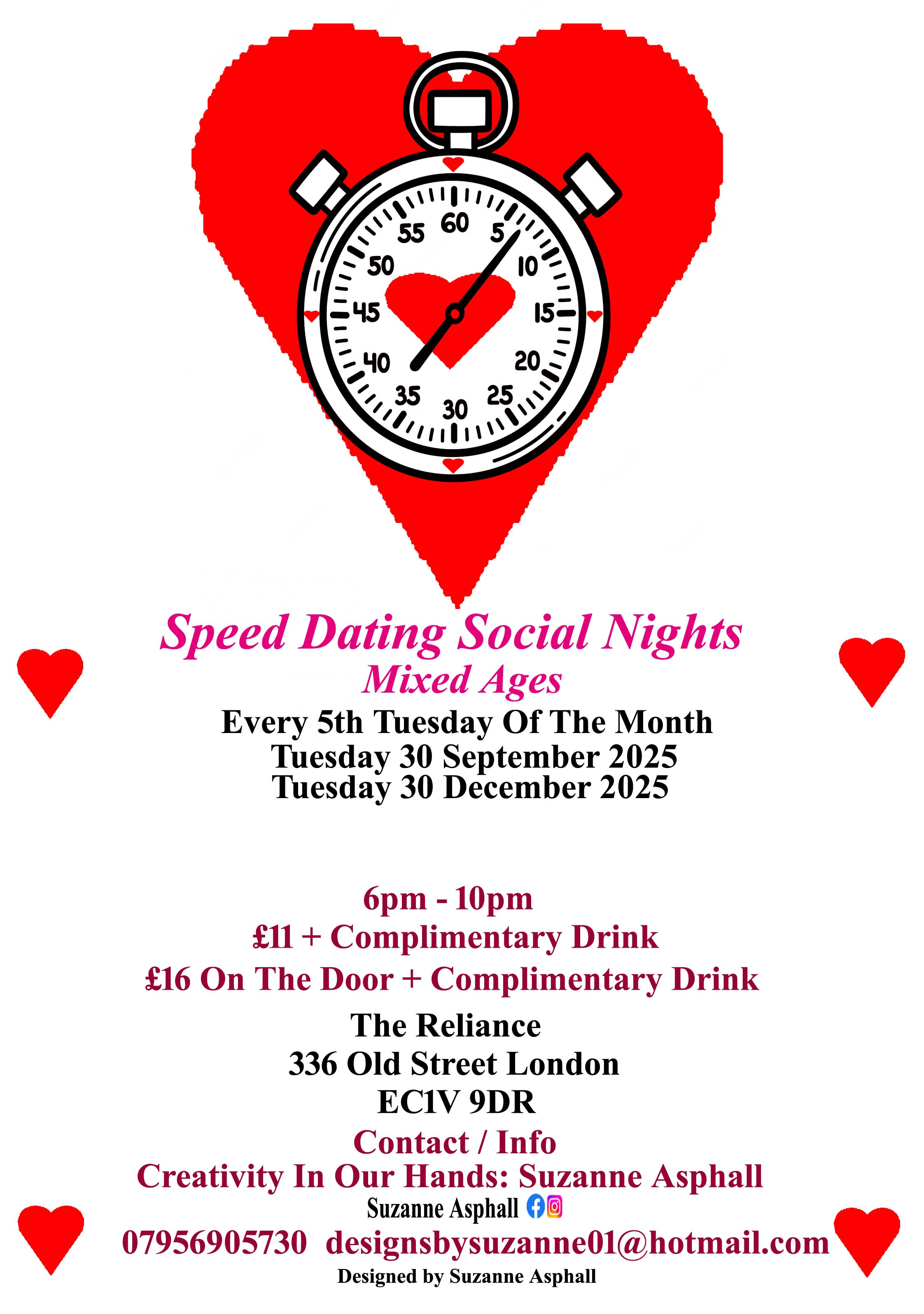Speed Dating Social Nights. Mixed ages.  Tuesdays