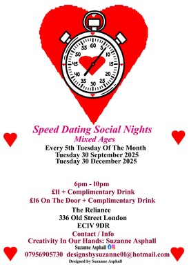 Speed Dating Social Nights. Mixed ages.  Tuesdays 