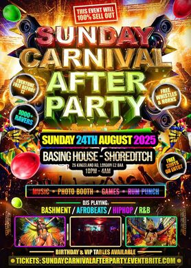 Sunday Carnival After Party (Everyone Free Before 12am) 