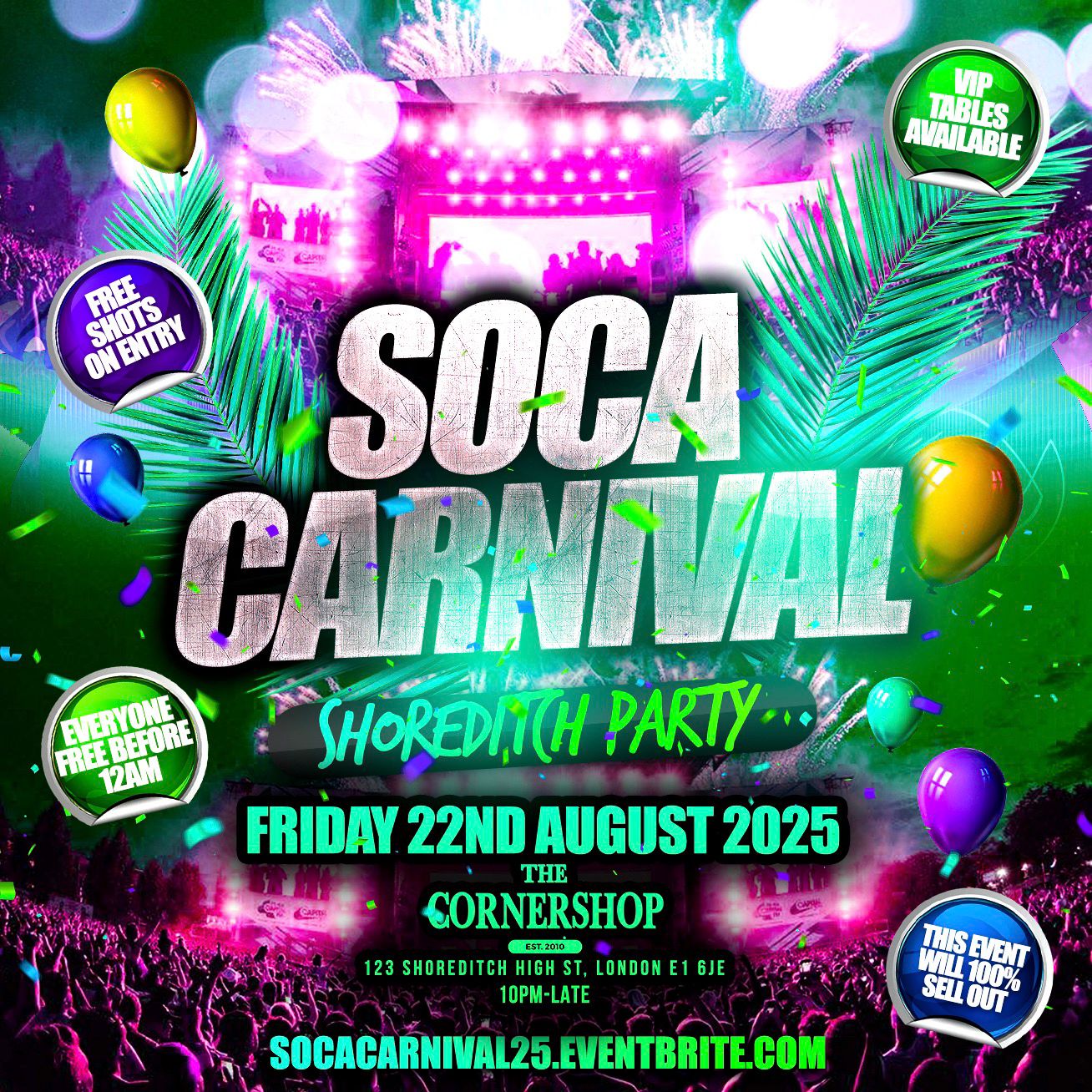 Soca Carnival - Shoreditch Party - Everyone Free Before 12