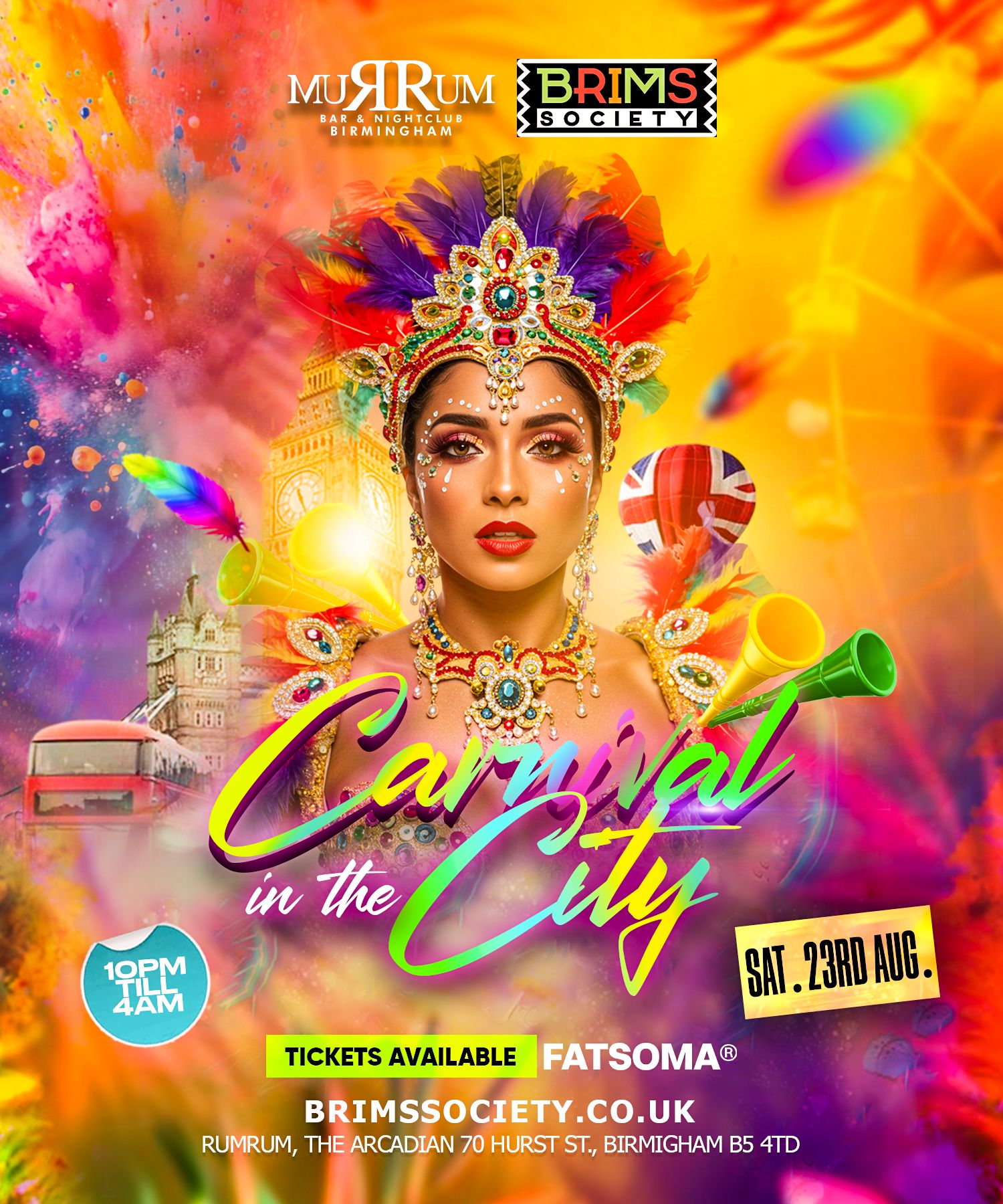 🔥 CARNIVAL IN THE CITY – SAT 23RD AUG 🔥 BANK HOLIDAY SPECIAL | MUSIC BY MASTER RJ DJ TAZ AND DJ DAN😱🔥