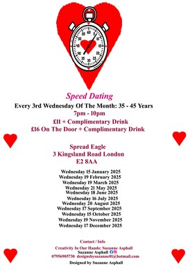 Speed Dating.  35 - 45 years.  Wednesdays  