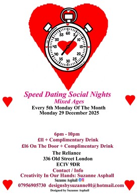 Speed Dating Social Nights. Mixed ages.  Mondays