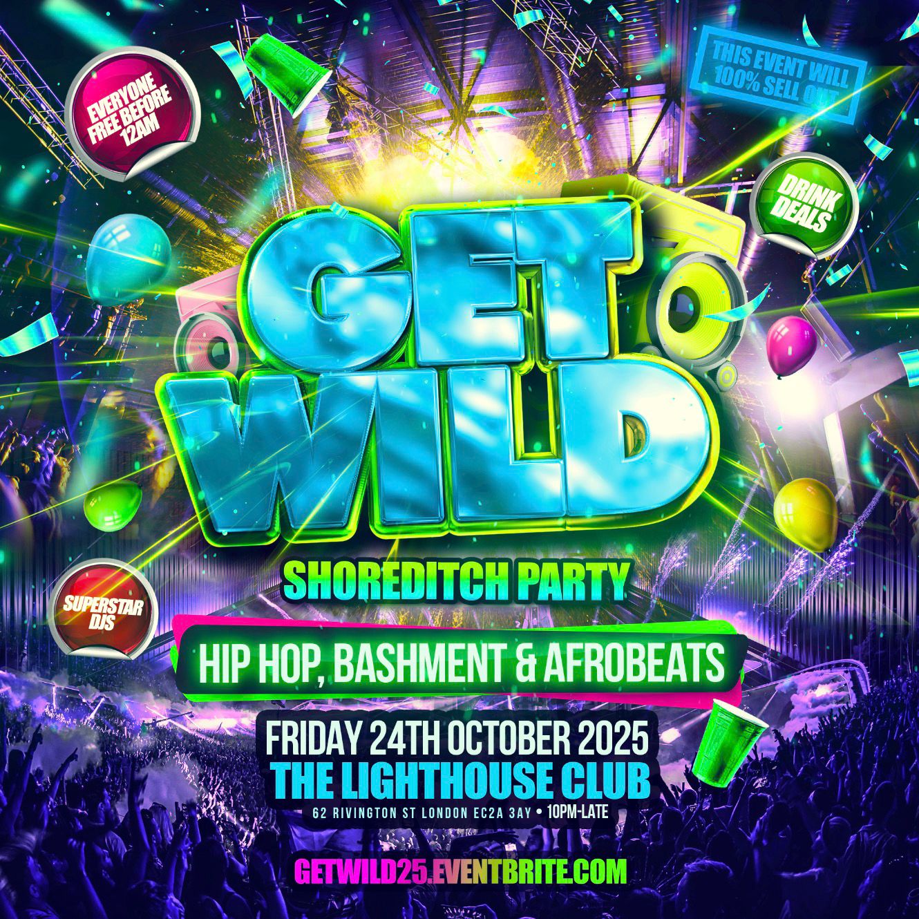 Get Wild Shoreditch Party - Everyone Free Before 12AM