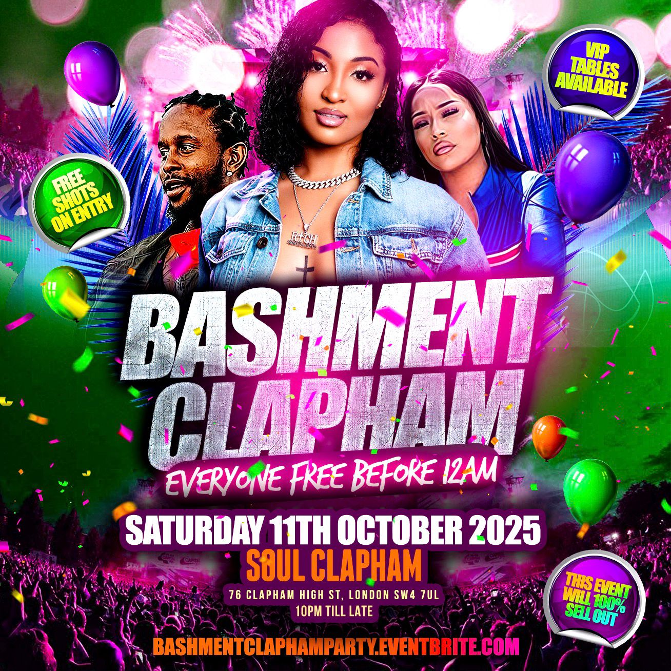 Bashment Clapham Party - Everyone Free Before 12AM
