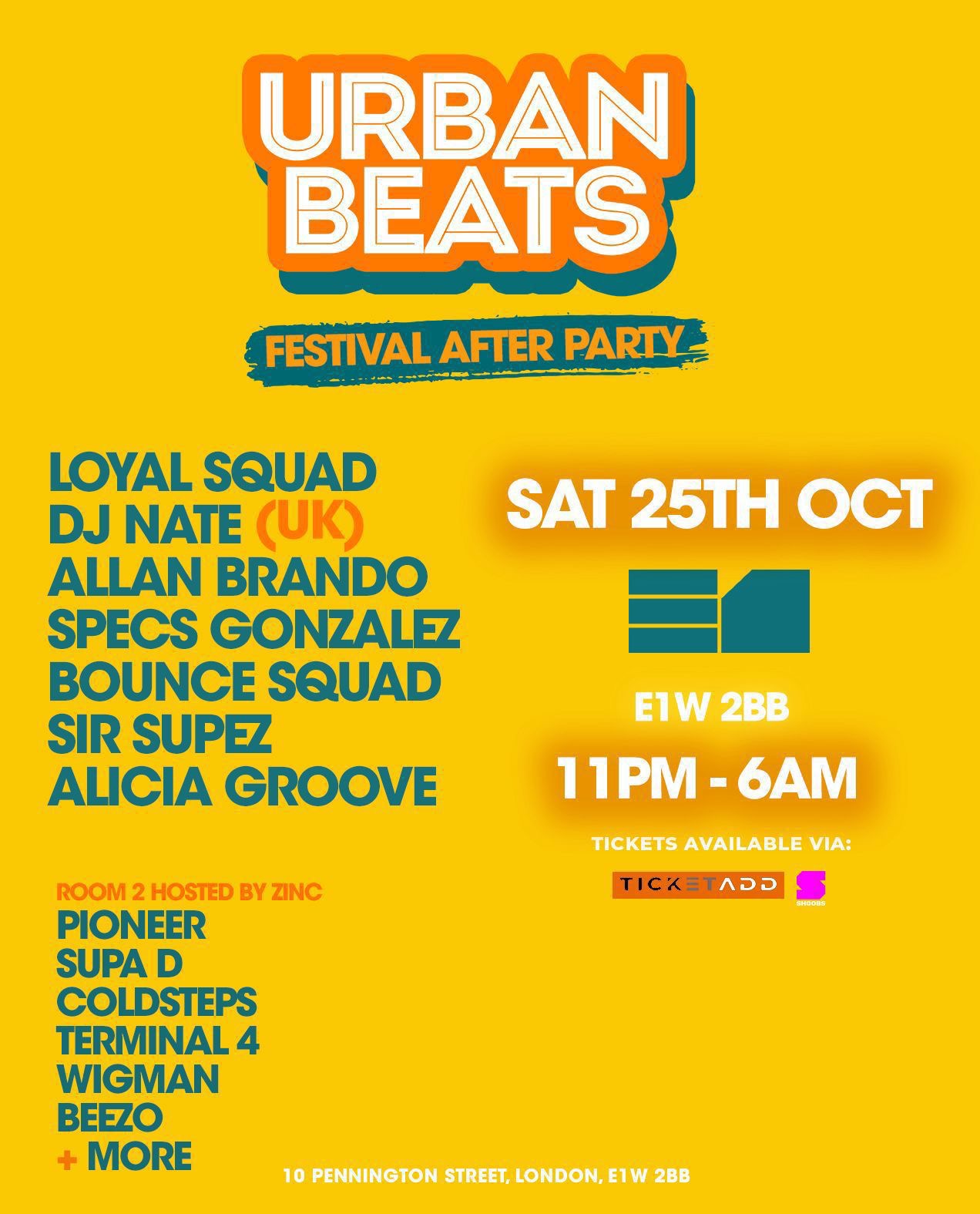 URBAN BEATS FESTIVAL AFTERPARTY • Loyal Squad • Dj Nate • Specs + More 