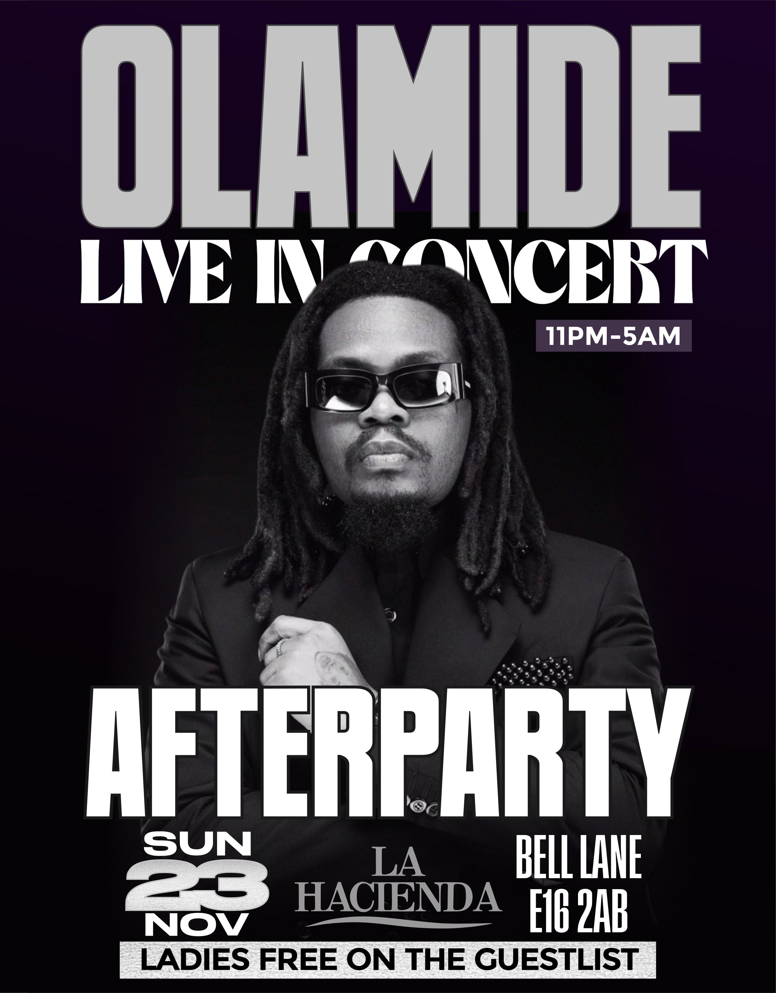 OLAMIDE LIVE IN CONCERT AFTER PARTY SUNDAY NOV 23rd @ LA HACIENDA                         
