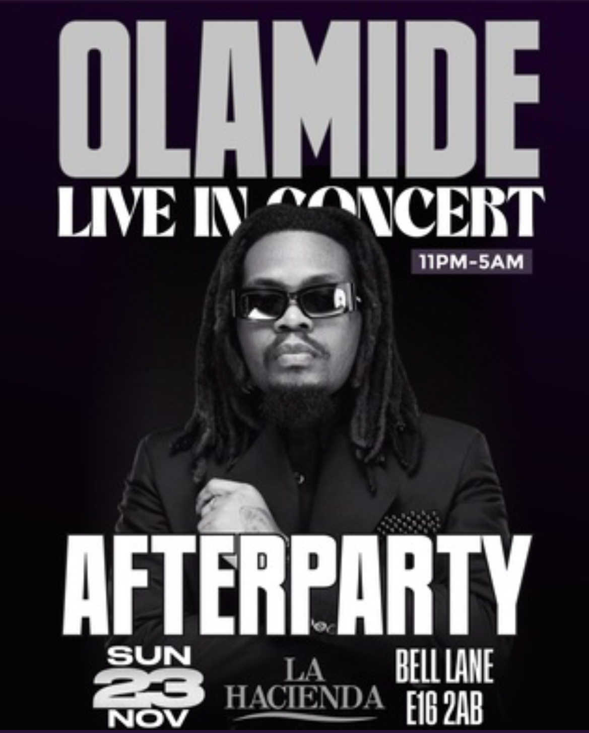 OLAMIDE CONCERT AFTER PARTY SUNDAY AT  LA HACIENDA 23RD OF NOV