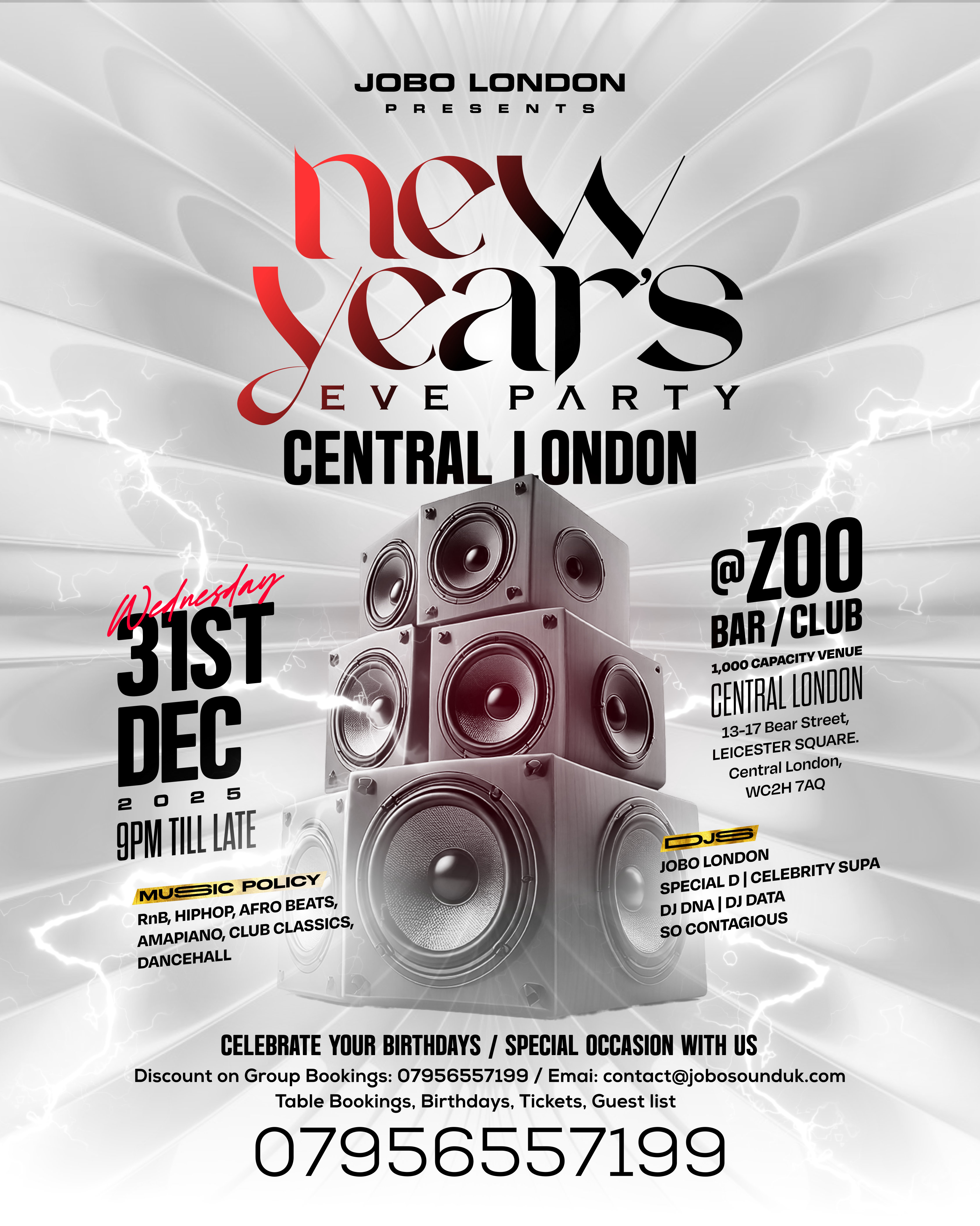 NEW YEARS EVE PARTY. CENTRAL LONDON @ ZOO BAR. £10 LIMITED TKTS