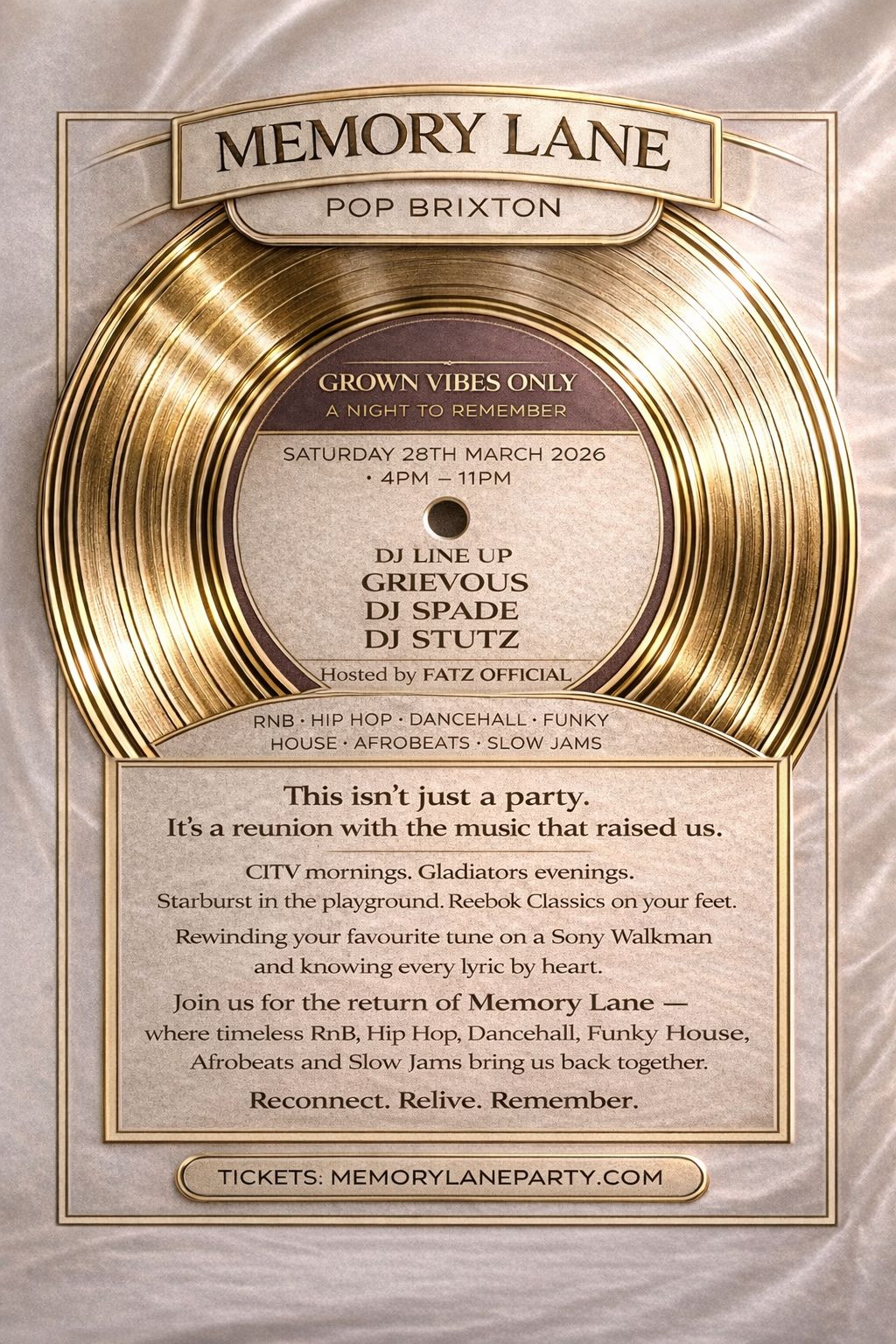 MEMORY LANE - Free Old Skool Day Party