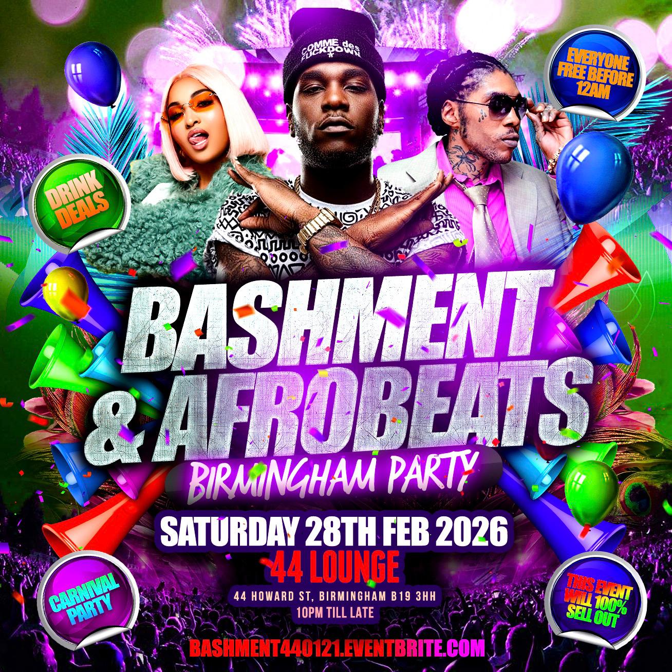 Bashment & Afrobeats Birmingham Party - Everyone Free Before 12AM