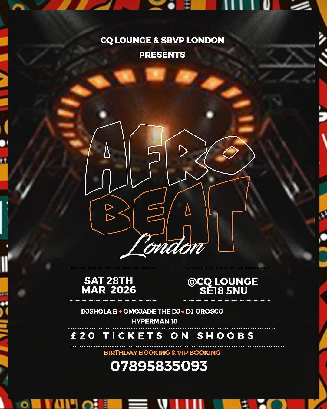 TICKET OUT NOW⭐️AFROBEAT LONDON 2026 ON SAT 28TH MARCH @CQ LOUNGE SE18 5NU 