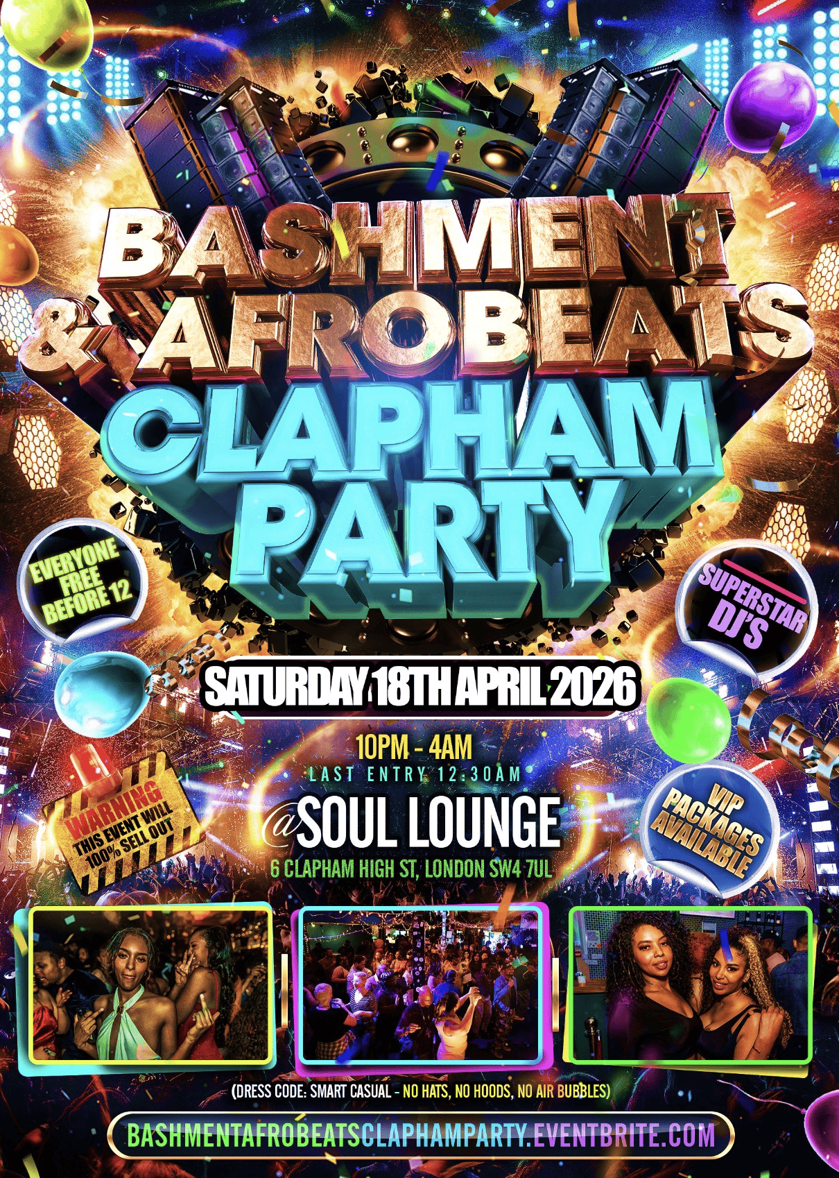 Bashment & Afrobeats Clapham Party - Everyone Free Before 12AM 2 2