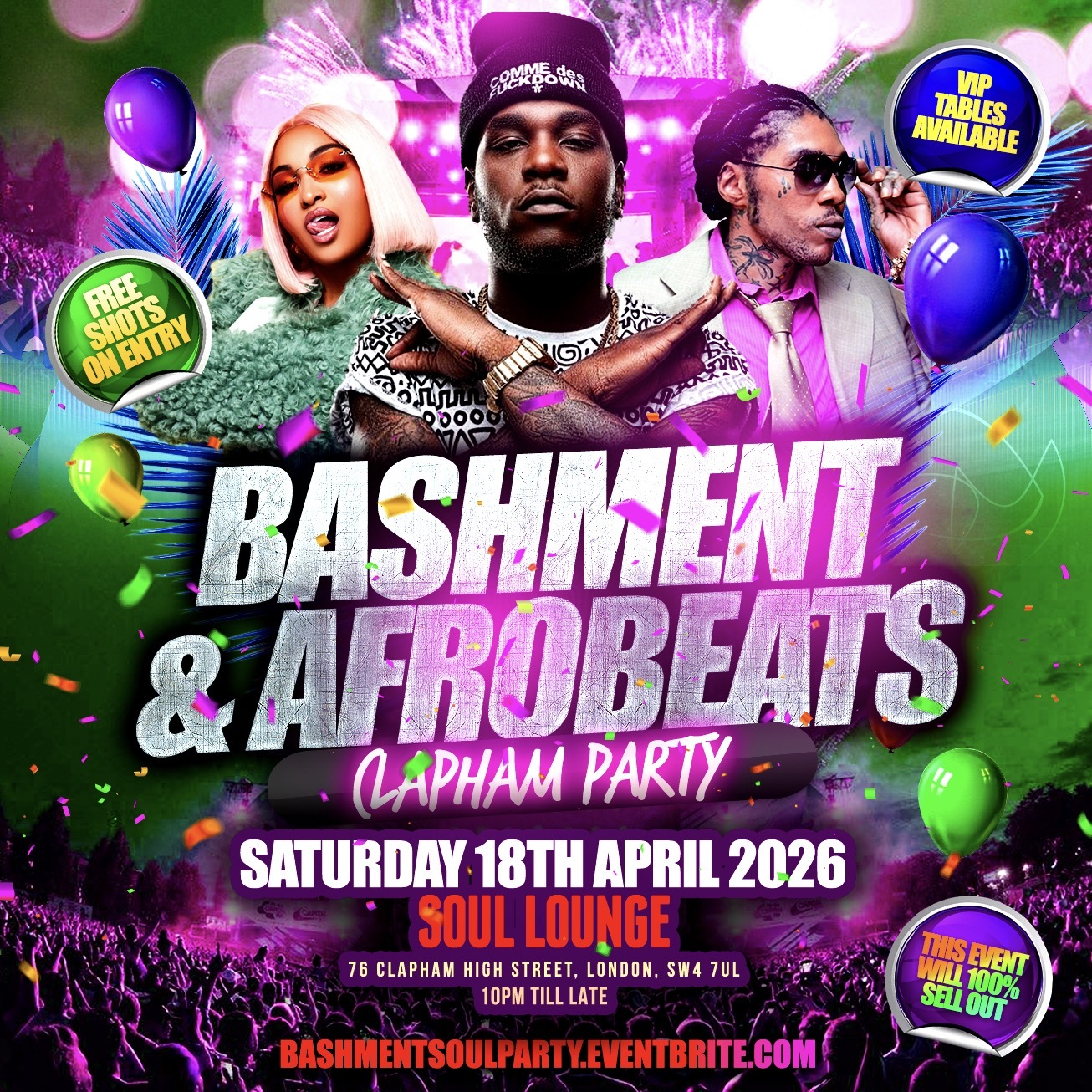 Bashment & Afrobeats Clapham Party - Everyone Free Before 12AM 2