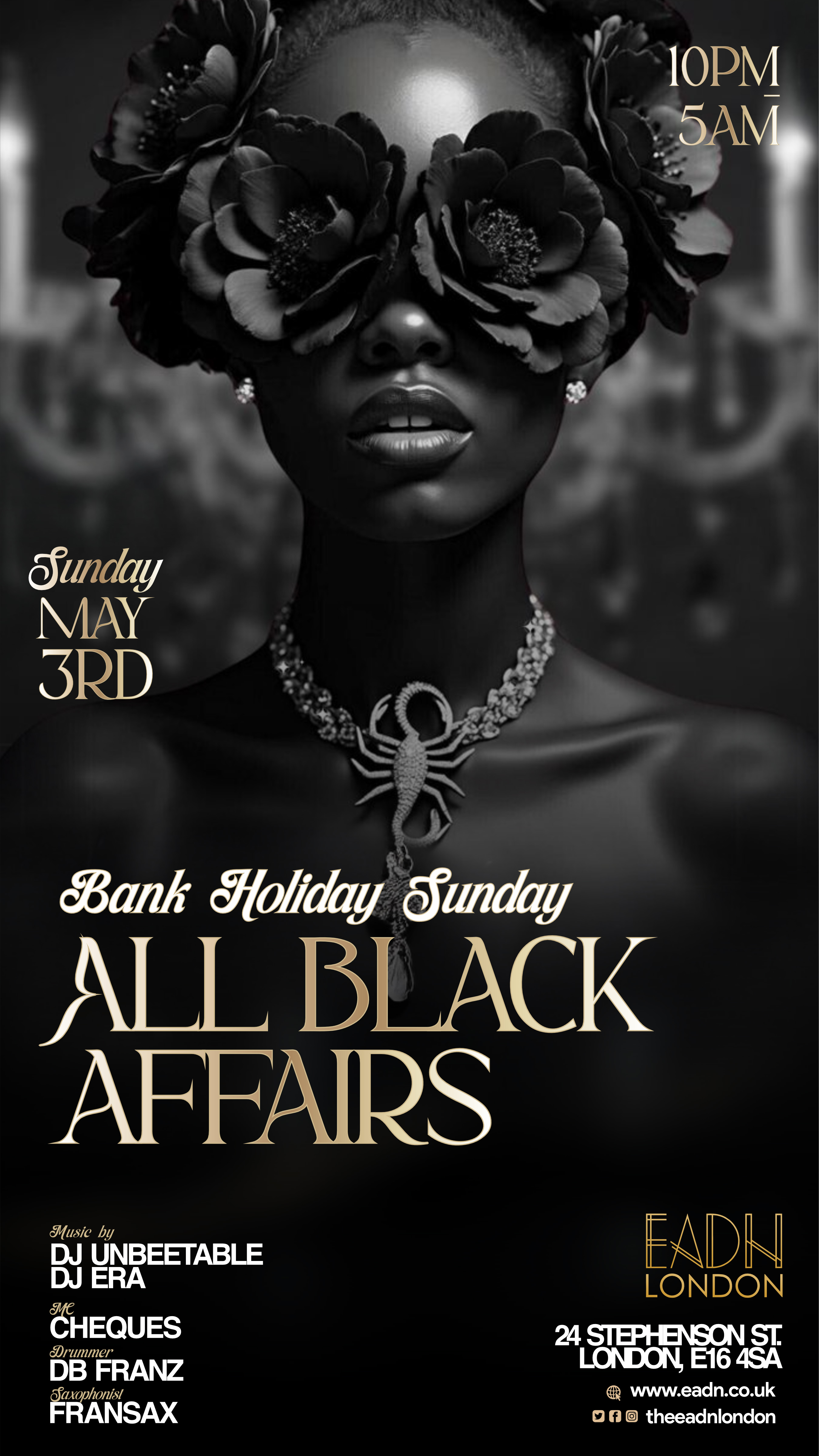 ALL BLACK AFFAIRS - EADN LONDON BANK HOLIDAY SUNDAY FREE PARTY
