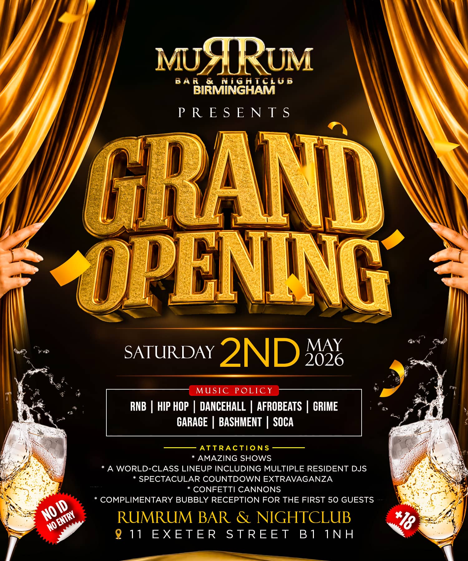 RumRum Grand Re-Opening | Black & Gold Night — Saturday 2nd May 2026