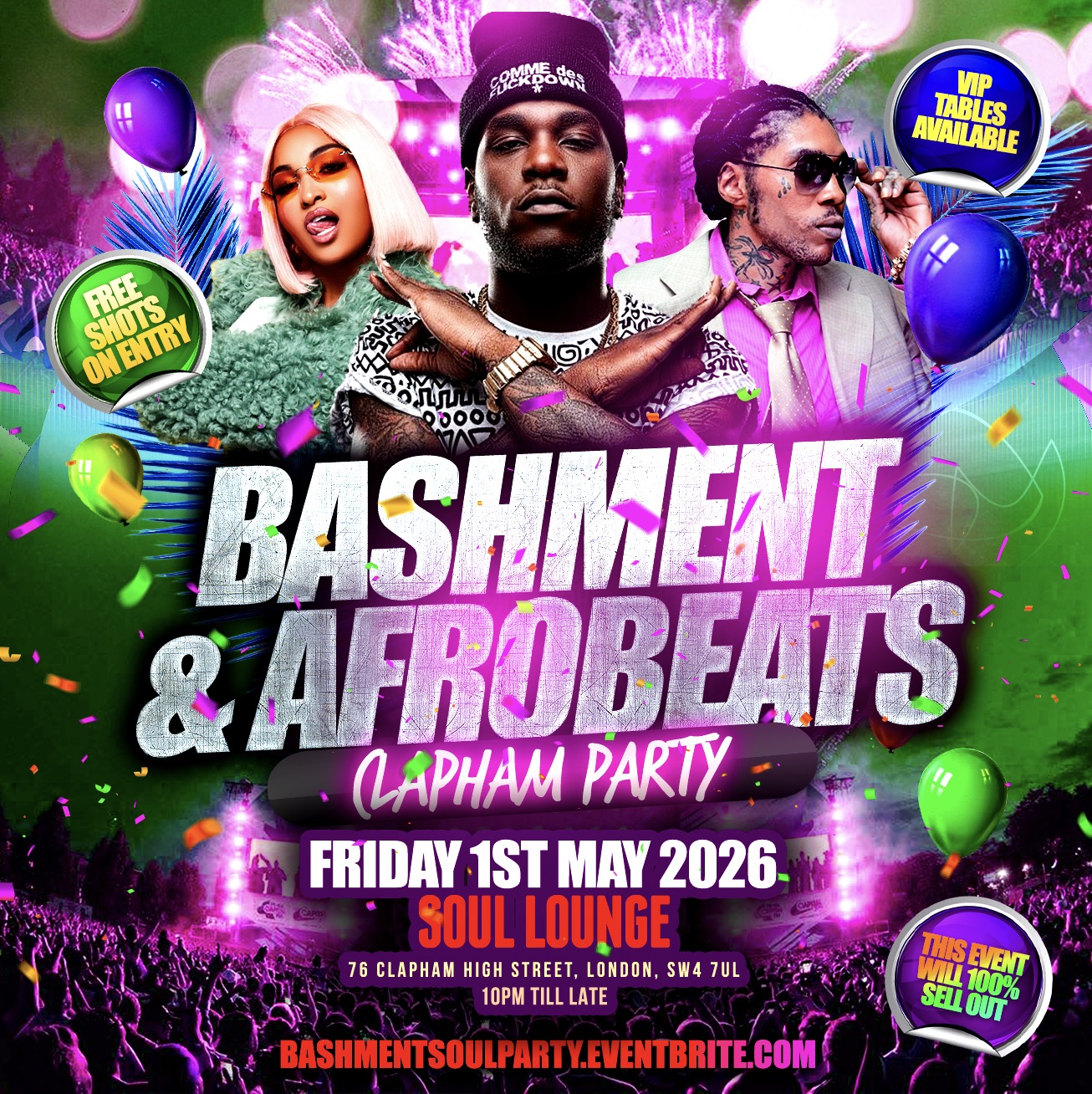 Bashment & Afrobeats Clapham Party - Everyone Free Before 12AM