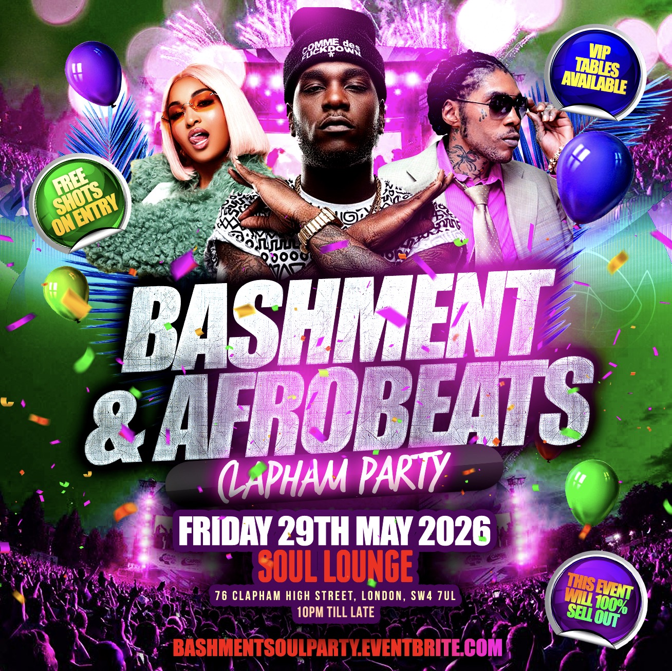 Bashment & Afrobeats Clapham Party - Everyone Free Before 12AM