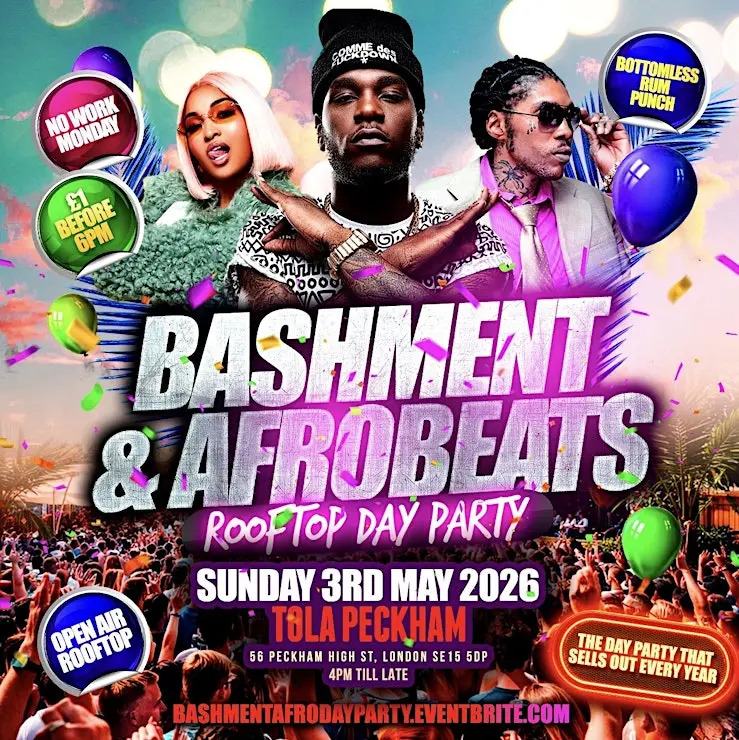 Bashment & Afrobeats Rooftop Day Party - £1 BEFORE 6PM