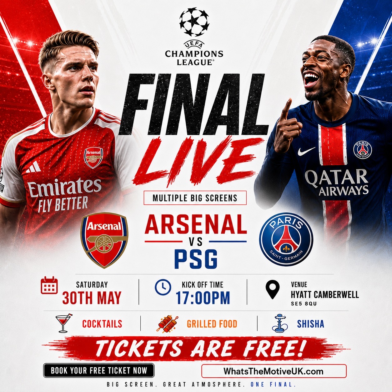 Arsenal v PSG - Champions League Final - SOUTH LONDON LIVE WATCHALONG