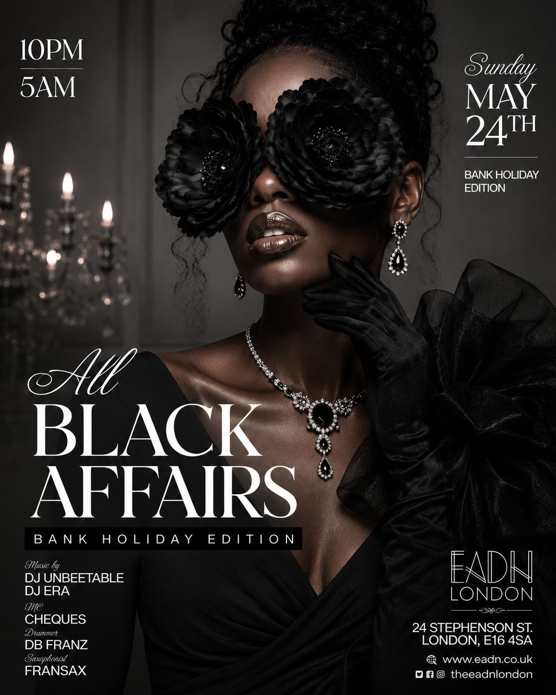 ALL BLACK AFFAIRS - EADN LONDON BANK HOLIDAY SUNDAY FREE PARTY