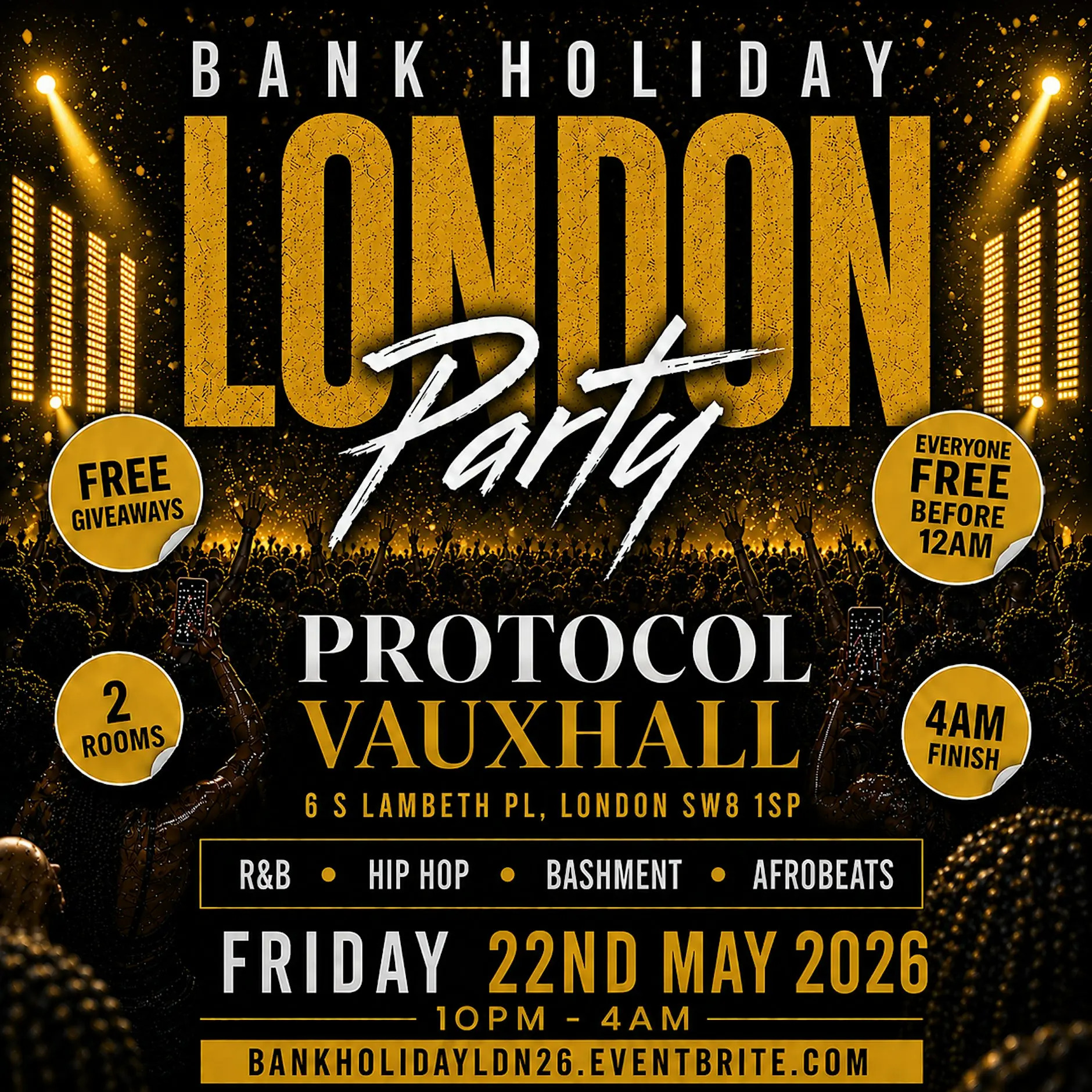 Bank Holiday London Free Party | Hip Hop R&B Bashment Afrobeats
