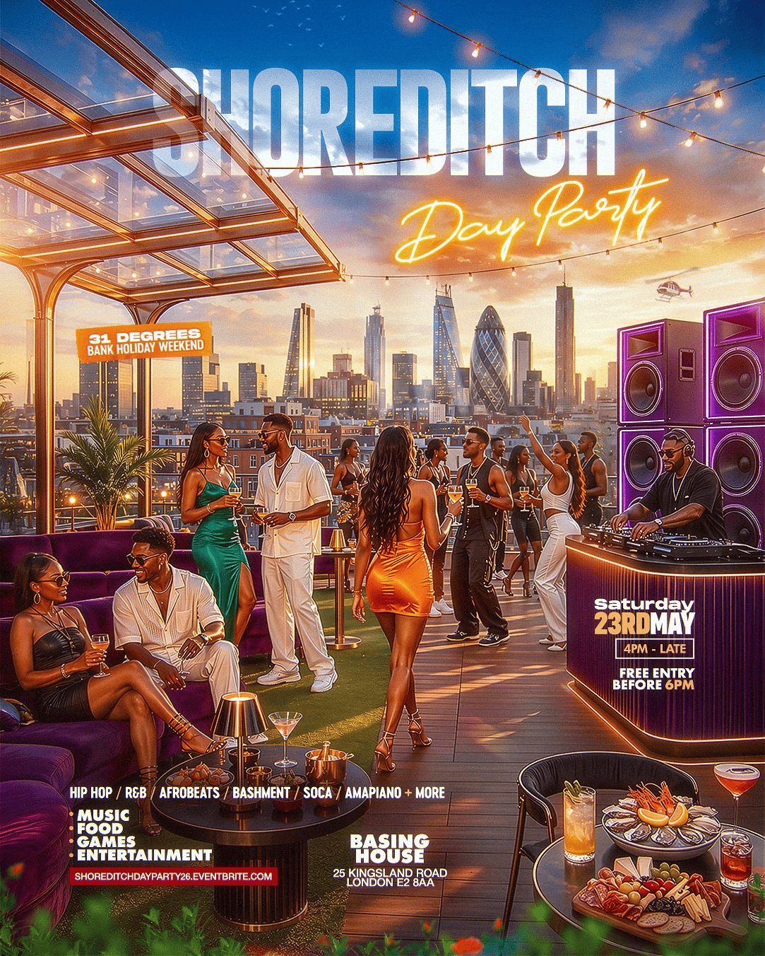 Shoreditch Day Party Bank Holiday Saturday - Everyone Free Before 6PM