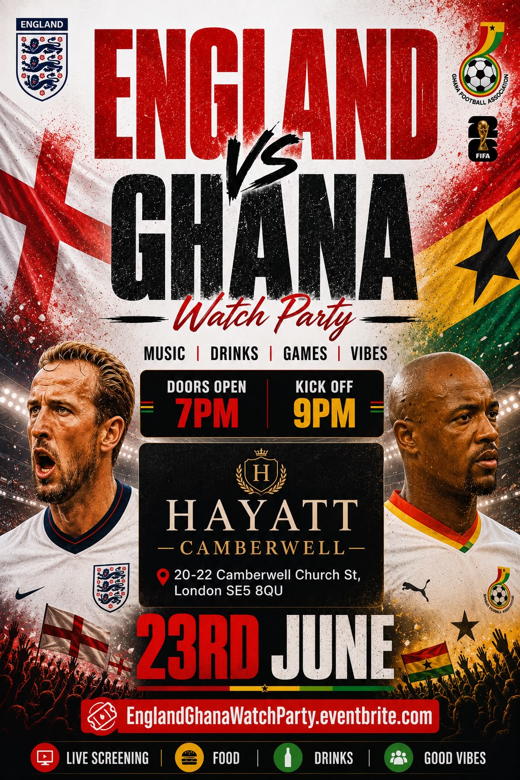 England VS Ghana - Watch Party 