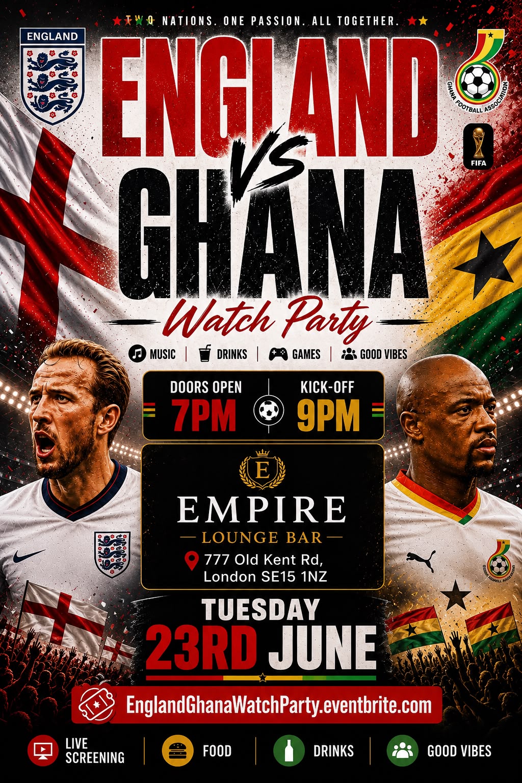 England VS Ghana - Watch Party 