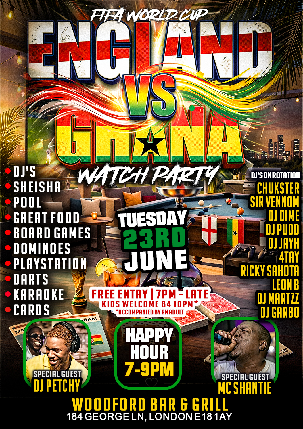 ENGLAND VS GHANA Watch Party
