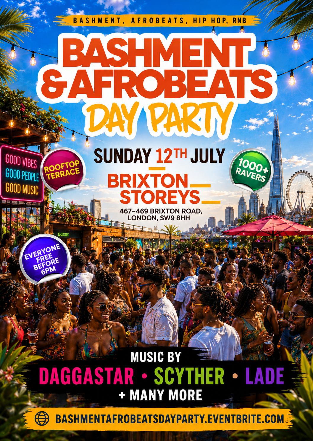 Bashment & Afrobeats Day Party - Everyone Free Before 6PM