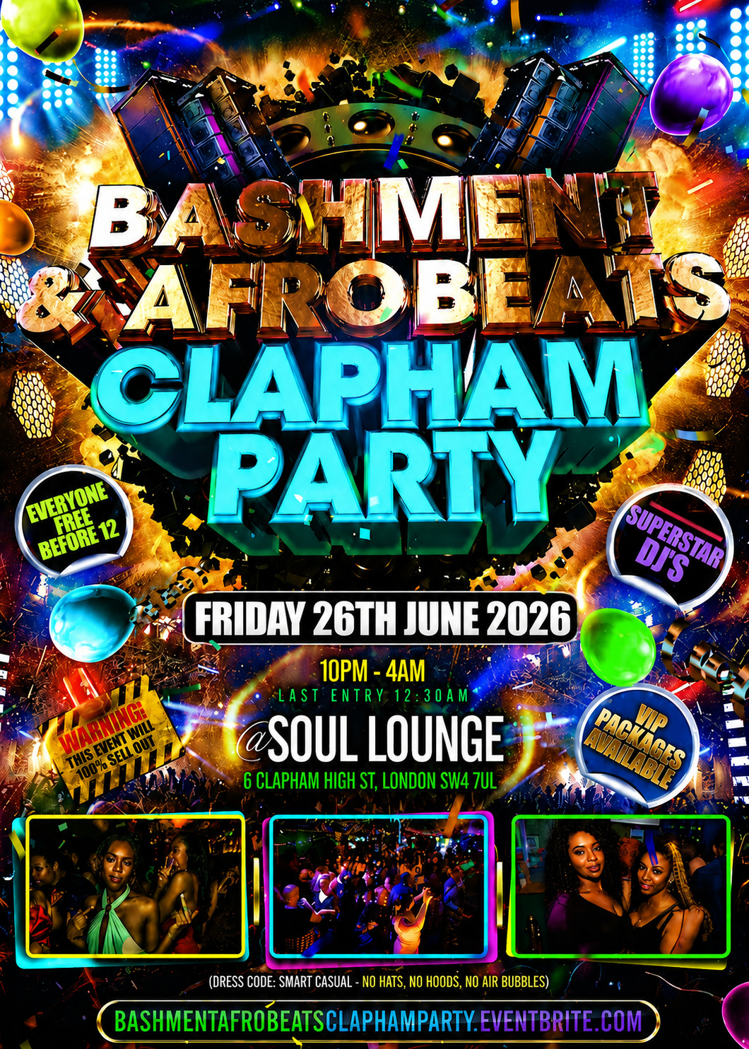 Bashment & Afrobeats Clapham Party - Everyone Free Before 12AM
