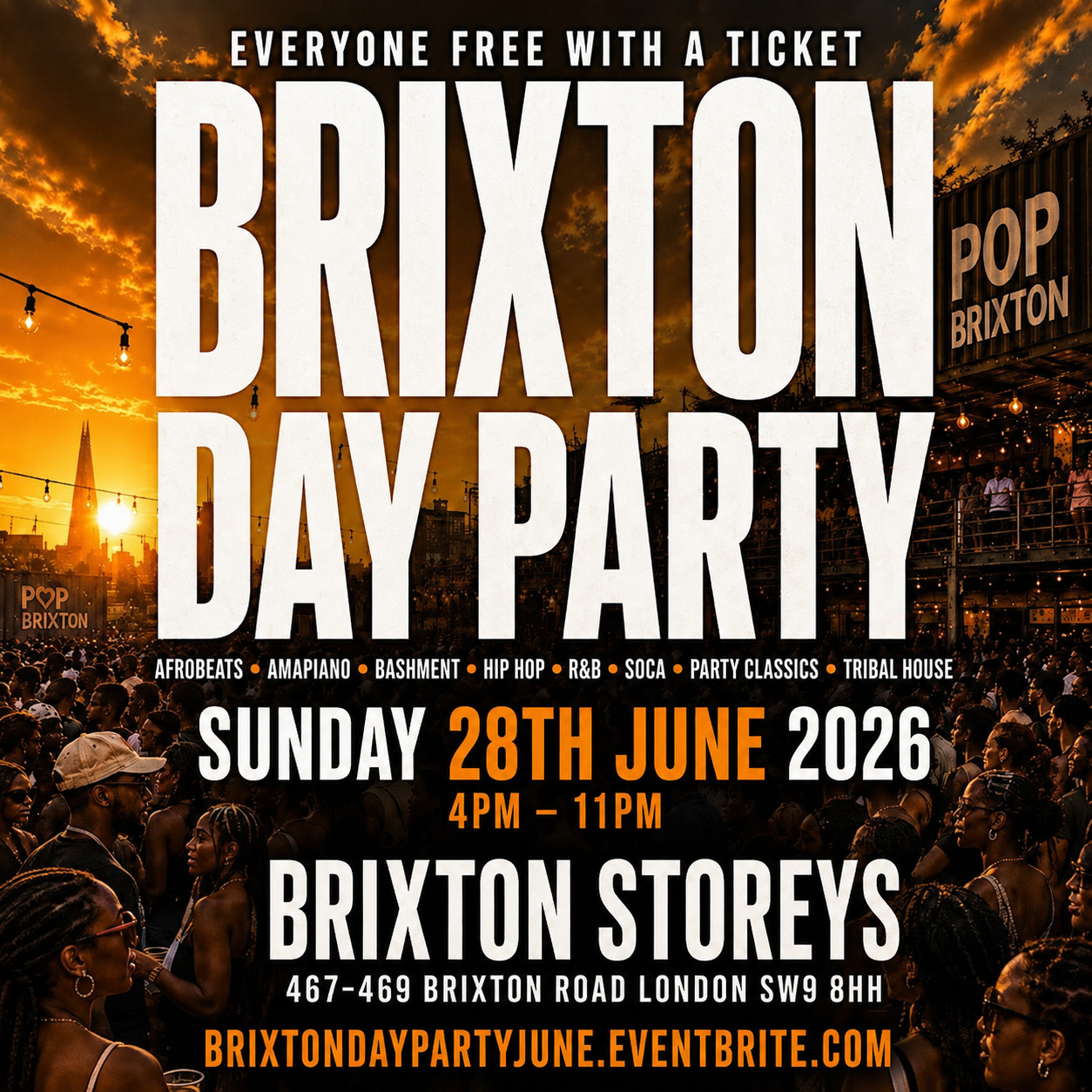 BRIXTON DAY PARTY – Everyone Free Before 5pm (With A Ticket)