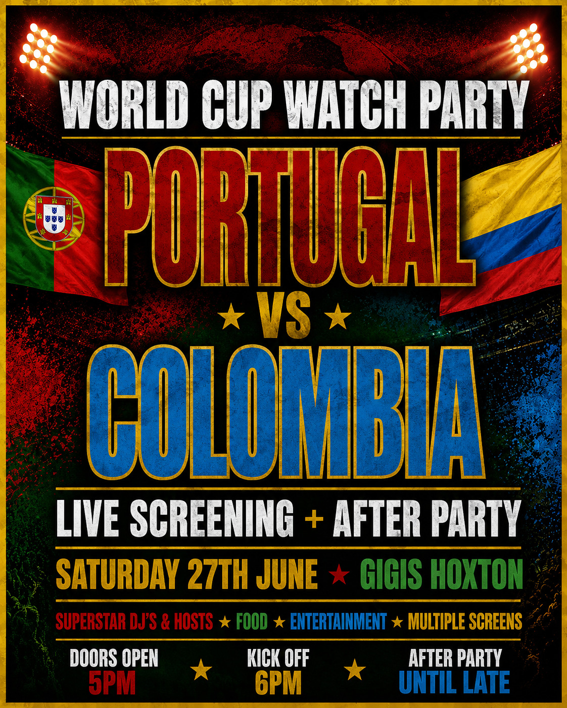 PORTUGAL VS COLOMBIA | WORLD CUP WATCH PARTY & AFTER PARTY