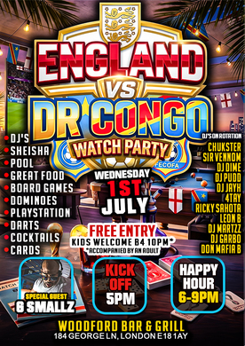 ENGLAND VS DR CONGO Watch Party 