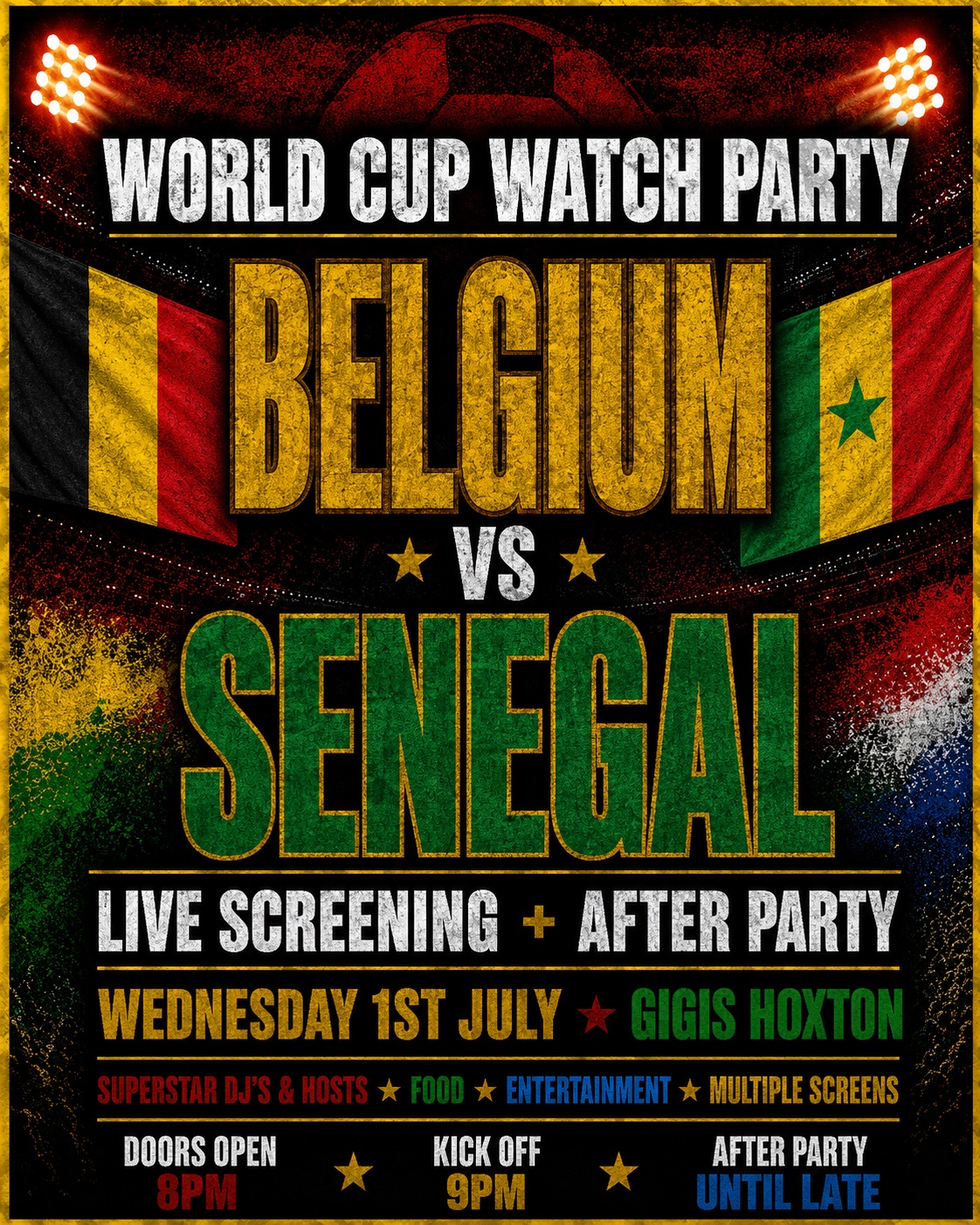 BELGIUM VS SENEGAL | WORLD CUP WATCH PARTY & AFTER PARTY