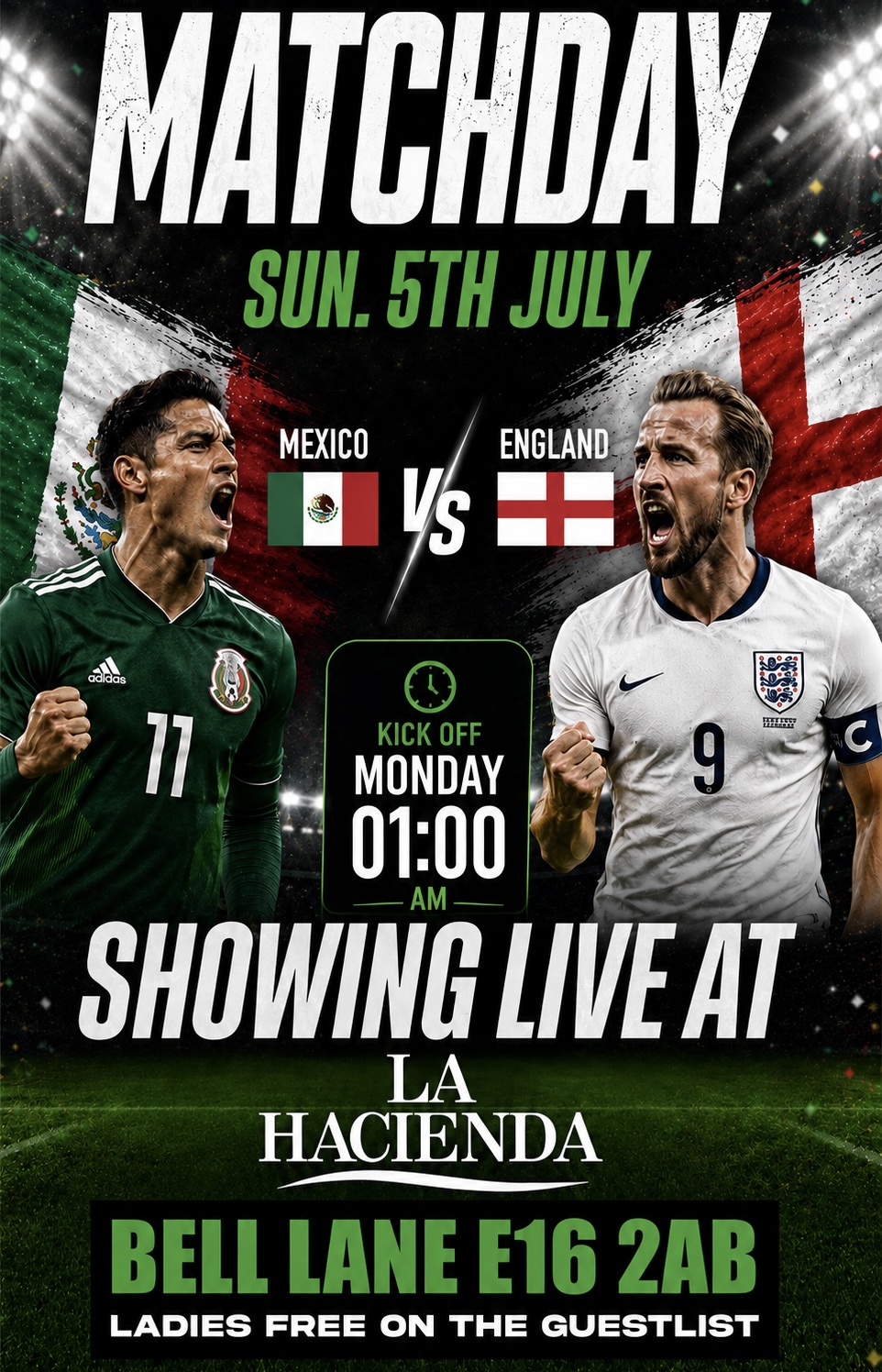 MEXICO VS ENGLAND THE WORLD CUP MATCH LIVE... AT  LA HACIENDA 05TH OF JULY