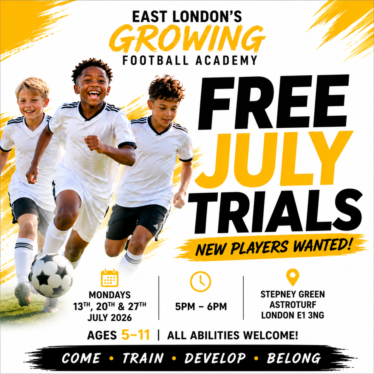 Free Football Trials | Ages 5–11 | Bethnal Green East London Academy 2