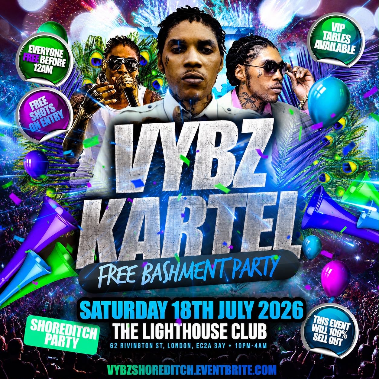 VYBZ Kartel - Free Bashment Party - Everyone Free Before 12AM