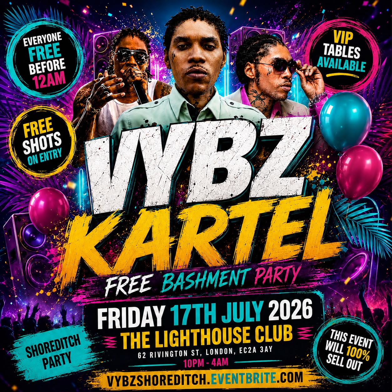 VYBZ Kartel - Free Bashment Party - Everyone Free Before 12AM